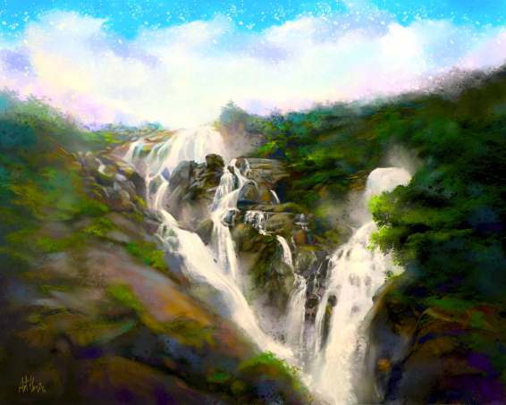 Water Fall Giclée Print No. 03 — giclée art print by ArtFeliz