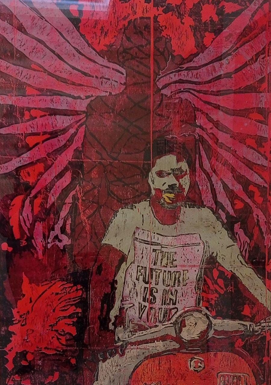 P. V Gangu Naidu | Wood Cut on Paper | 33 x 48 In