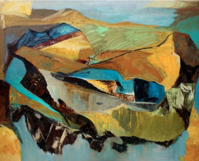 Sujata Kar Saha, Valley of the Blue Moon, Oil on canvas, 60ââ x 48ââ, 2019.