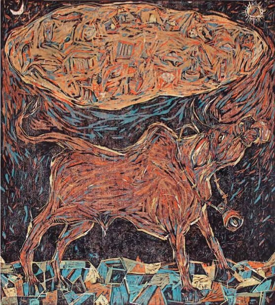 Anil Govindappa, Untitled, Woodcut print, Edition 3/5, 21ââ x 23ââ, 2014.