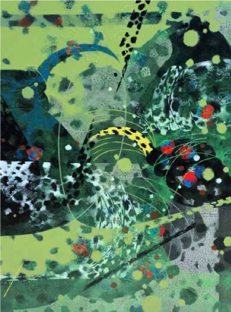 Asif Sheikh, Colours of Life, Acrylic on canvas, 36" x 48", 2019.
