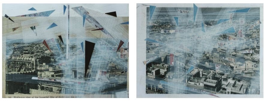Birdâs Eye View XI, Colour Print, Tape, Board on Printed Paper, 8â x 11â, 2020 | Birdâs Eye View IX, Colour Print, Tape,