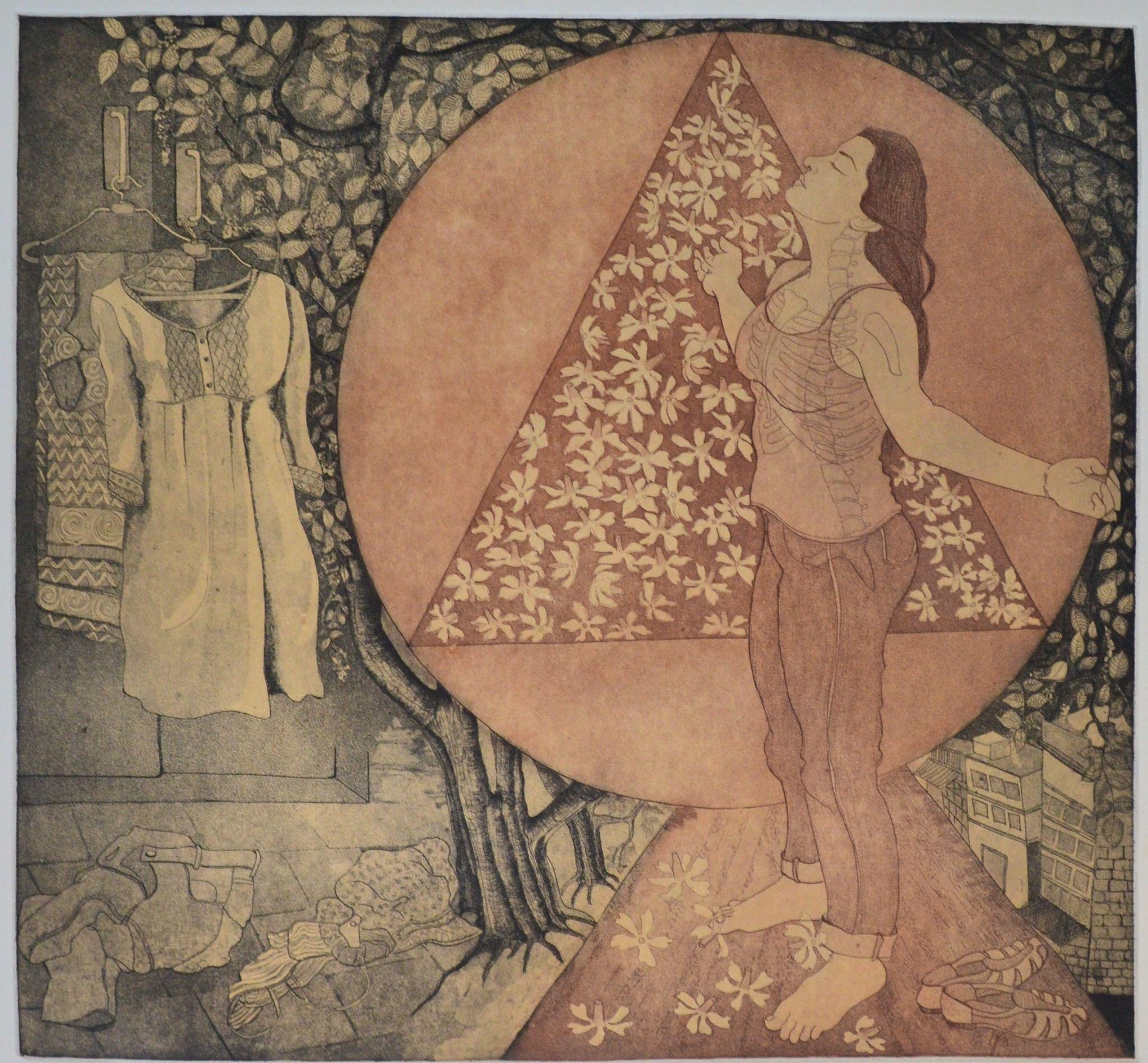 Rajashree Nayak, Take a Deep Breath 3/3, Etching aquatint, 18 x 19 In, 2017